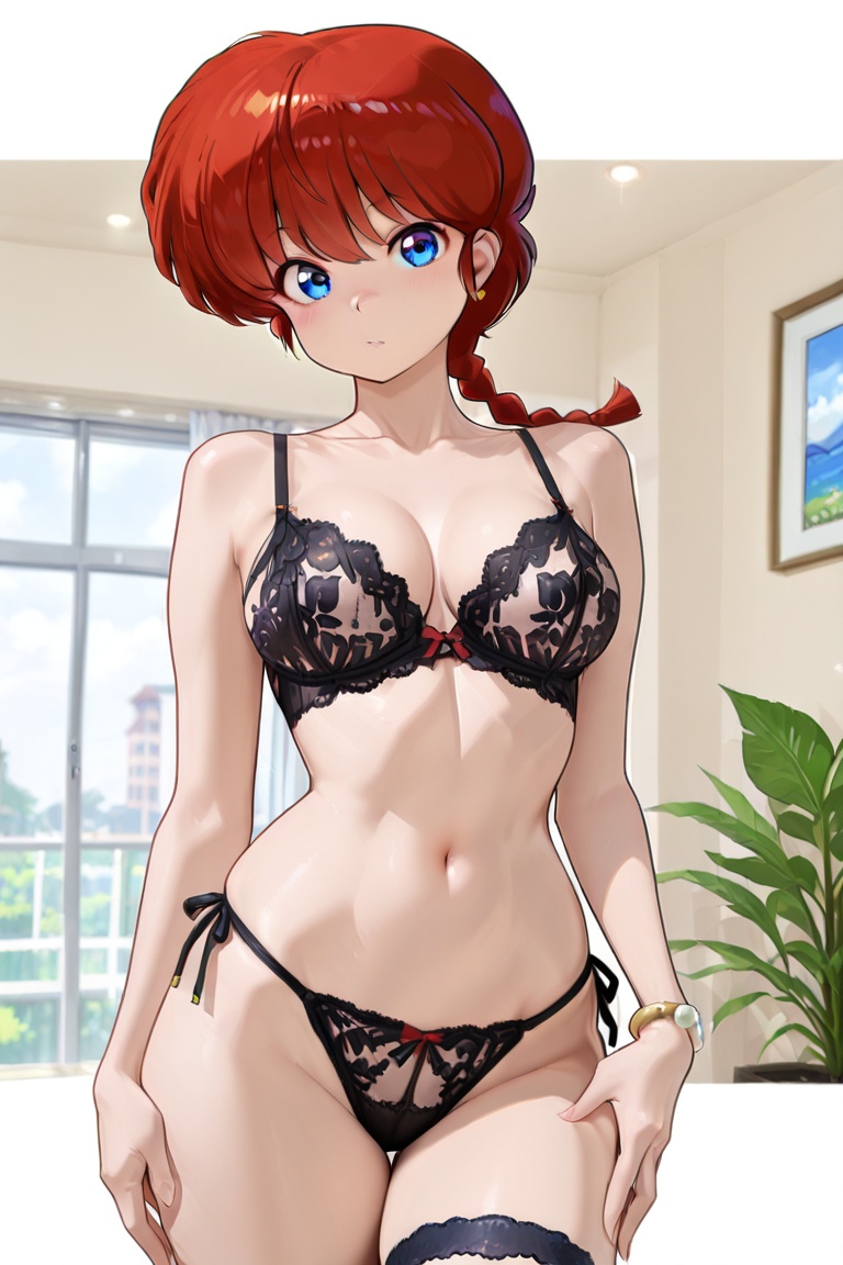 Ranma-chan,  blue eyes,  purple eyeshadow woman on Tensor.Art