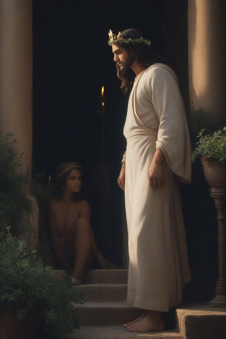 breathtaking illustration of Jesus wearing the crown of thorns,  illustration,  masterpiece on Tensor.Art