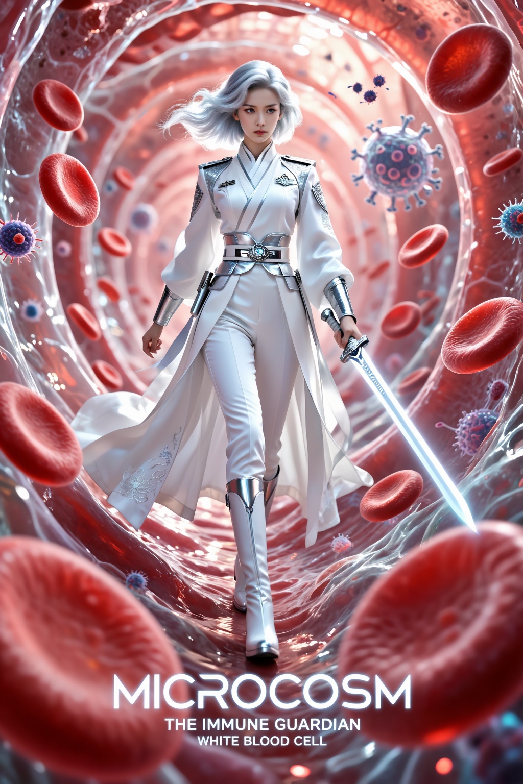 Exceptional quality,  premium cinematic realistic illustration,  highly detailed anthropomorphic microscopic cell world on...