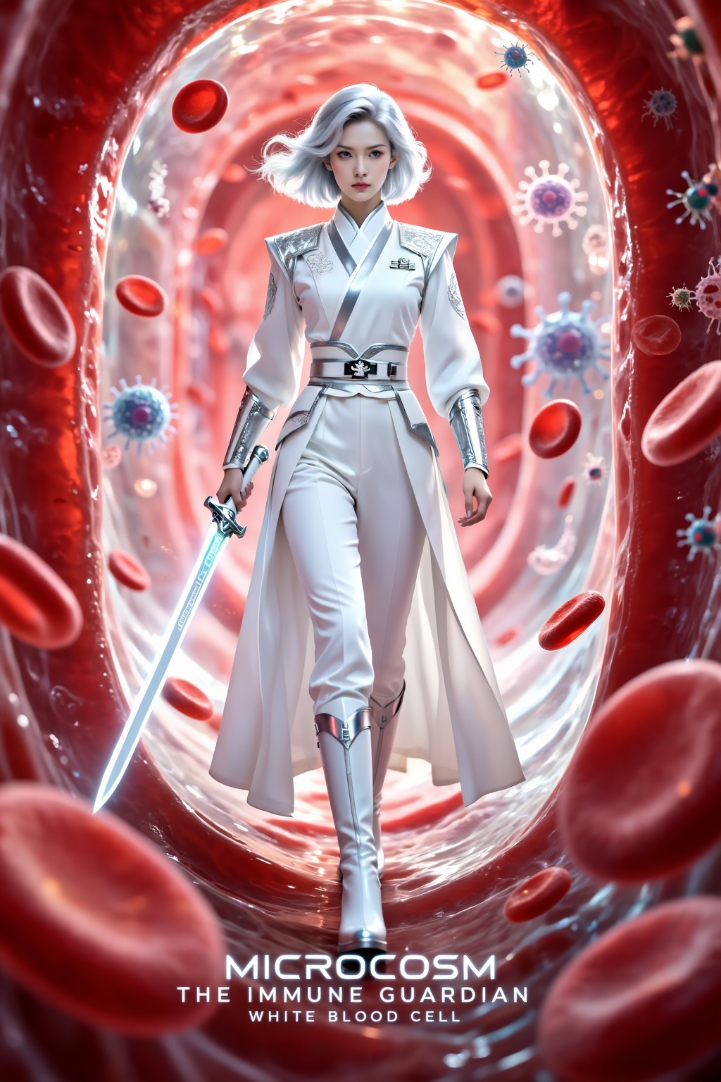 Exceptional quality,  premium cinematic realistic illustration,  highly detailed anthropomorphic microscopic cell world on...