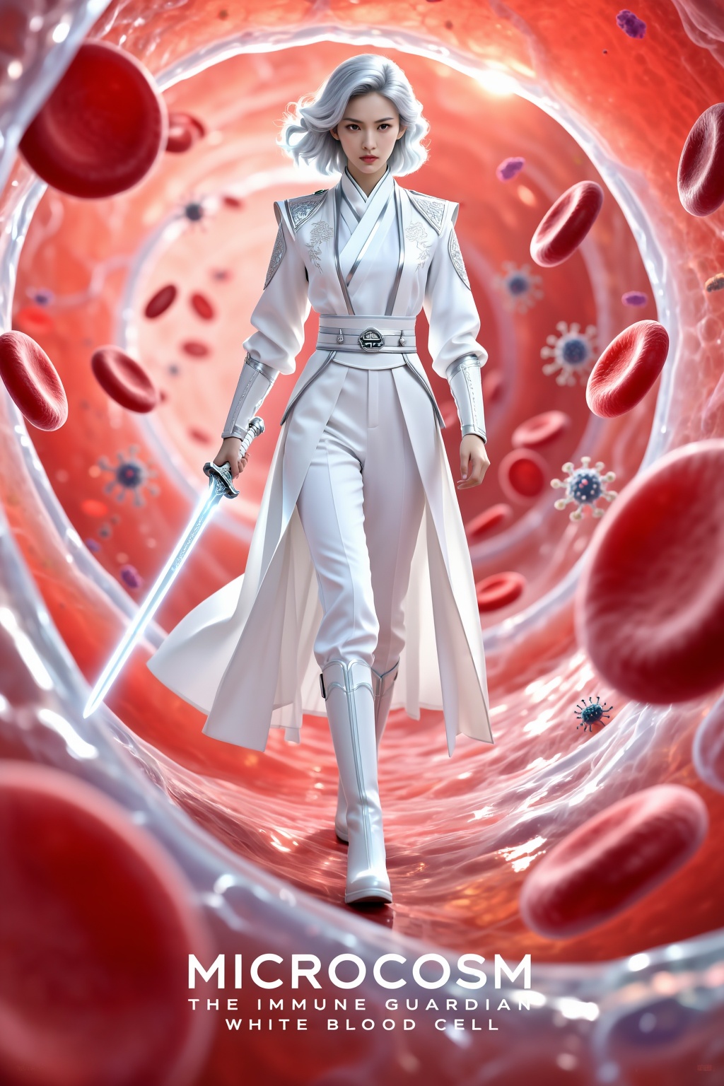 Exceptional quality,  premium cinematic realistic illustration,  highly detailed anthropomorphic microscopic cell world on...