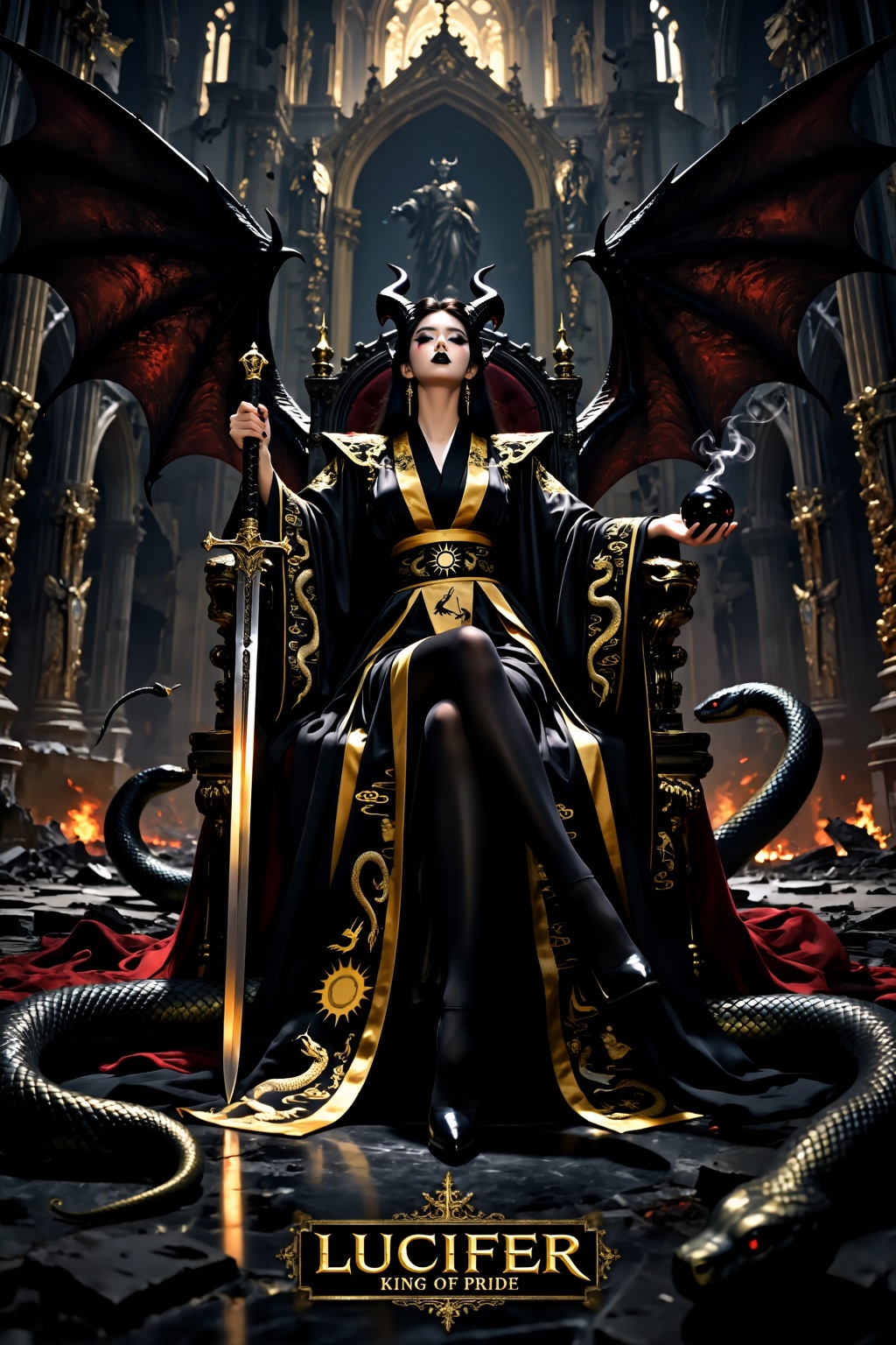 Exceptional quality,  premium cinematic dark fantasy portrait,  highly detailed semi-realistic Gothic infernal fantasy art...