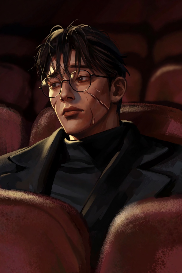 @Dstrs close-up shot captures a young man with dark,  messy hair and a prominent,  jagged scar on his left cheek on Tensor...