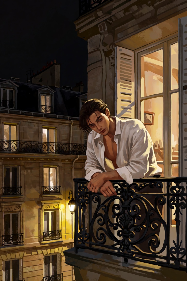 @Dstrs In a vertical,  low-angle shot at night,  a young man with dark on Tensor.Art