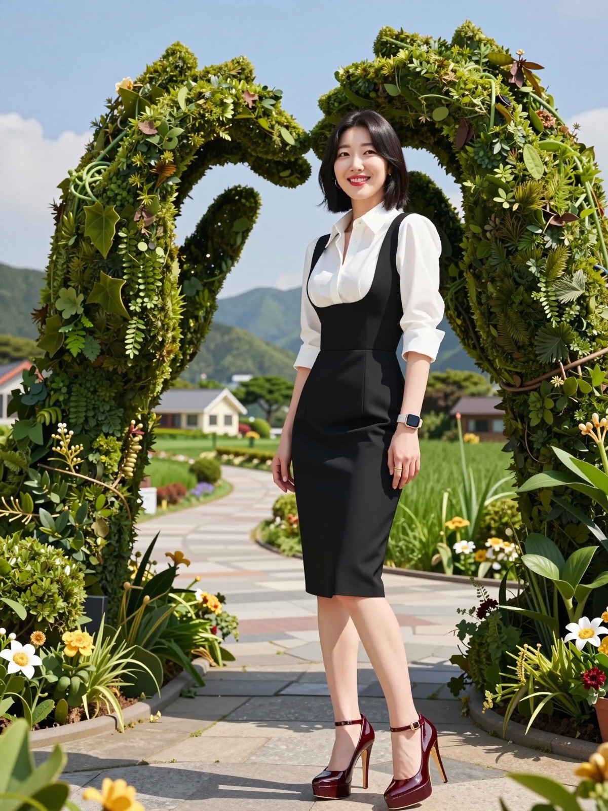Korean Woman Image Real Photo: 2.0,  Height 185cm,  Hourglass figure with round and voluptuous I-cup breasts on Tensor.Art