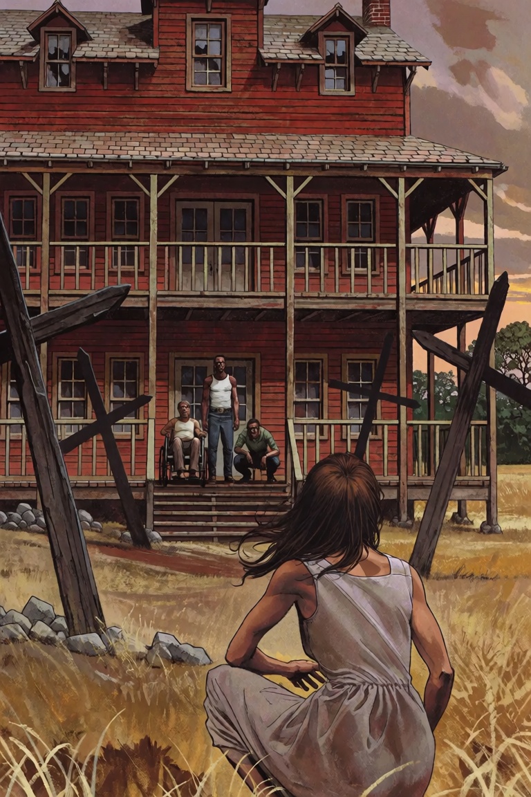The image depicts an ominous,  dramatic scene featuring a large,  weathered on Tensor.Art