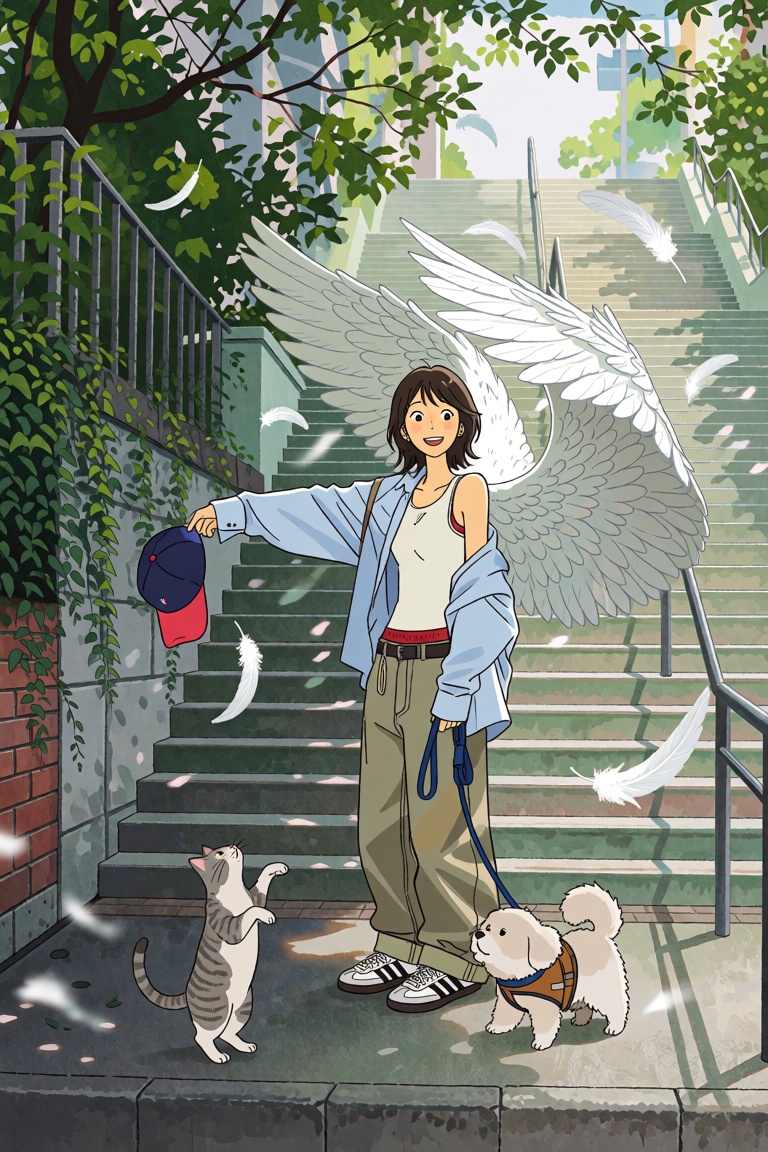 This anime-style illustration depicts a young woman with a slender body and fair skin tone,  who appears to be of East Asi...