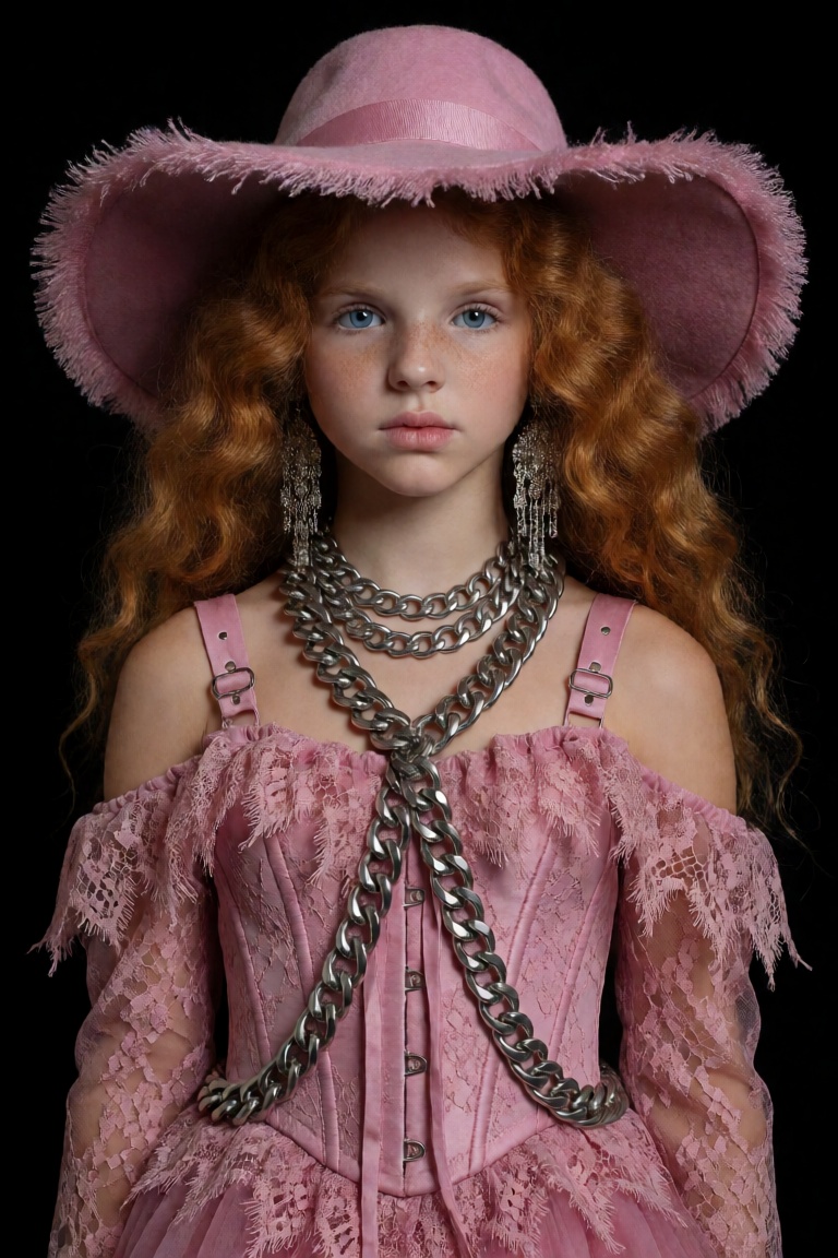 masterpiece,  very aesthetic,  The image features an irish girl with voluminouscurly red hair and ice blue eyes dressed in...