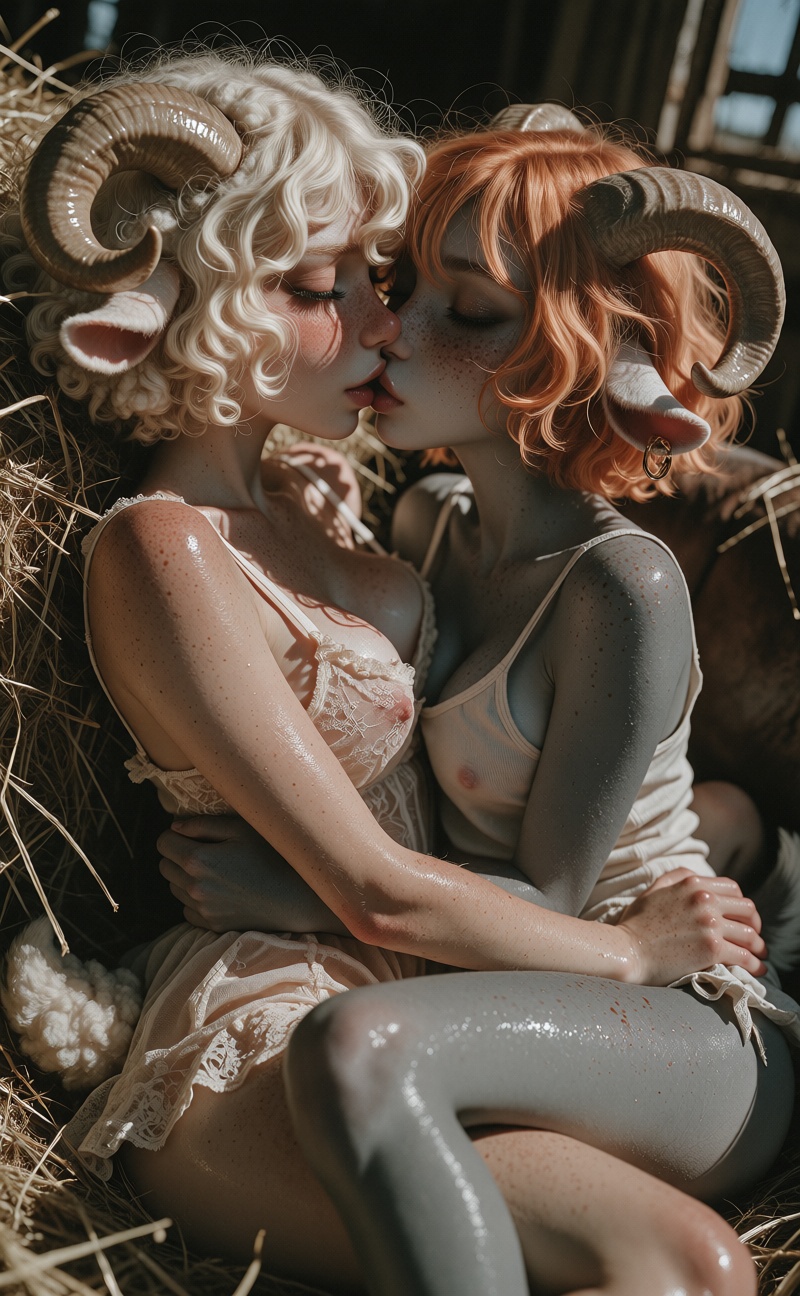 Lust,  2women,  young anthro animal women on Tensor.Art