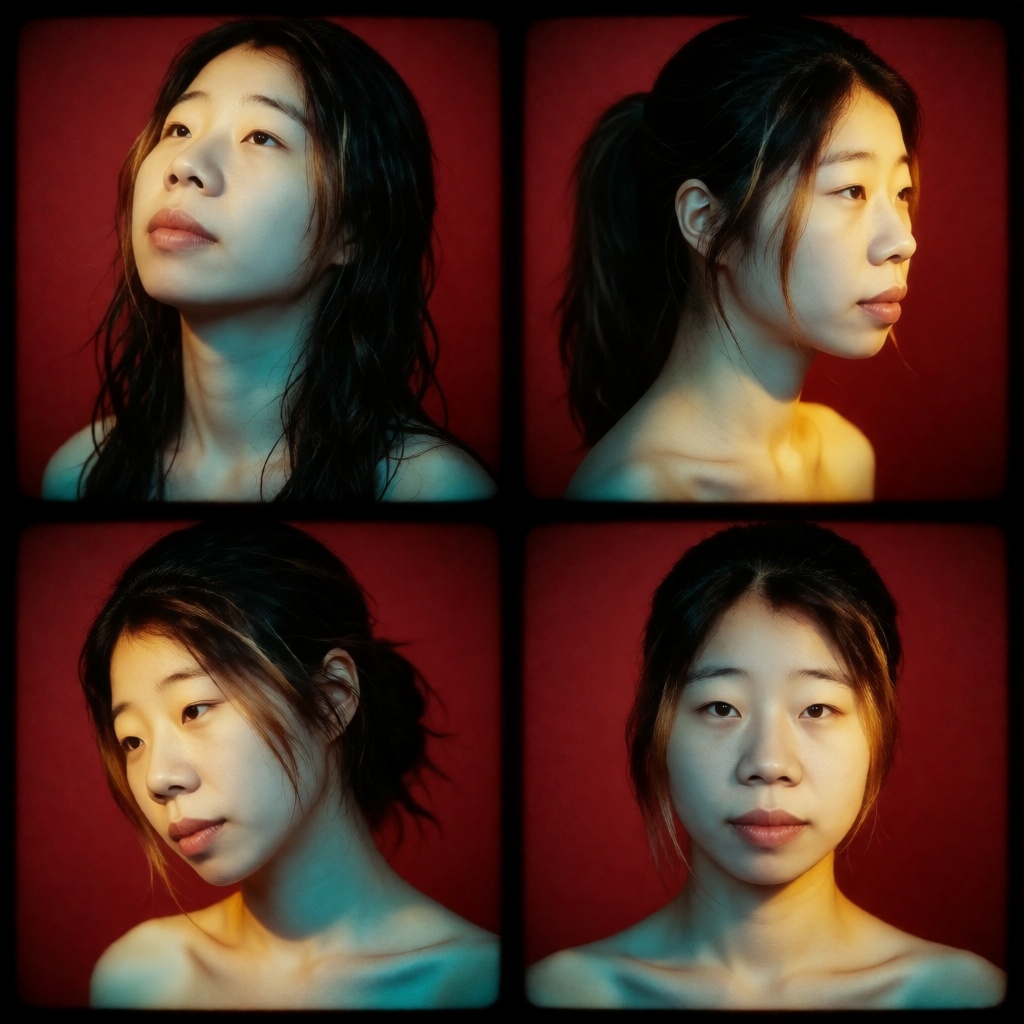 8K ultra-realistic,  deep crimson dark background,  retro cinematic portrait color grading on Tensor.Art