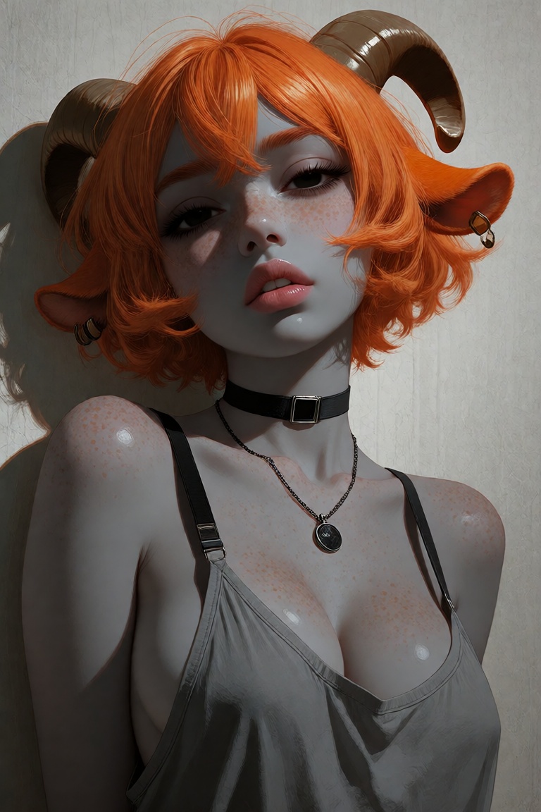 1girl,  solo,  vibrant-orange hair on Tensor.Art