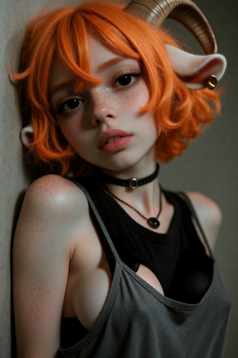 1girl,  solo,  vibrant-orange hair on Tensor.Art