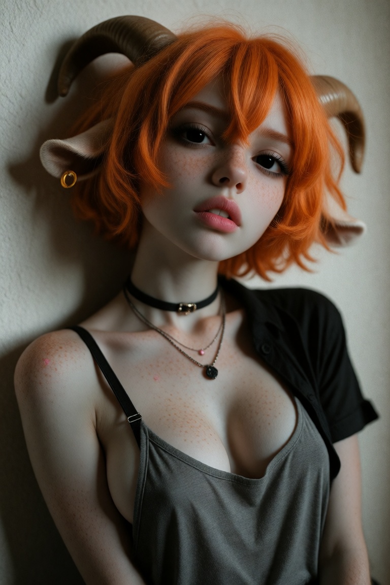 1girl,  solo,  vibrant-orange hair on Tensor.Art