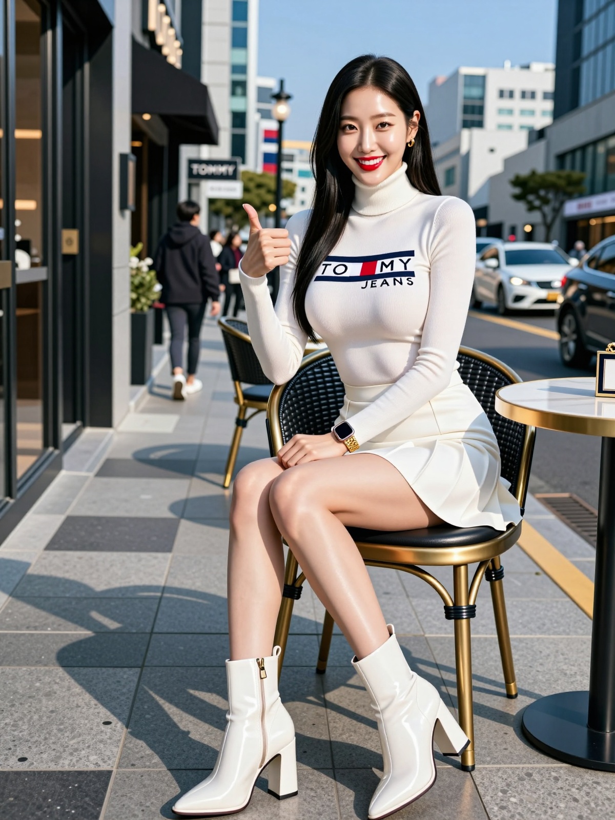 Korean Woman Image Real Photo: 2.0,  Height 185cm,  Hourglass figure with round and voluptuous I-cup breasts on Tensor.Art