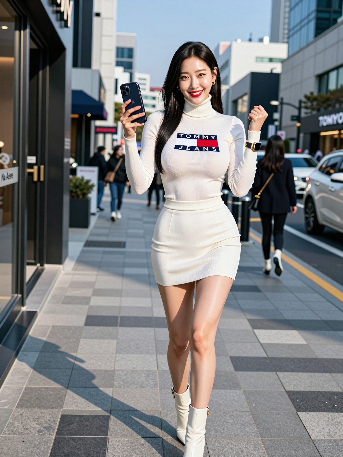 Korean Woman Image Real Photo: 2.0,  Height 185cm,  Hourglass figure with round and voluptuous I-cup breasts on Tensor.Art