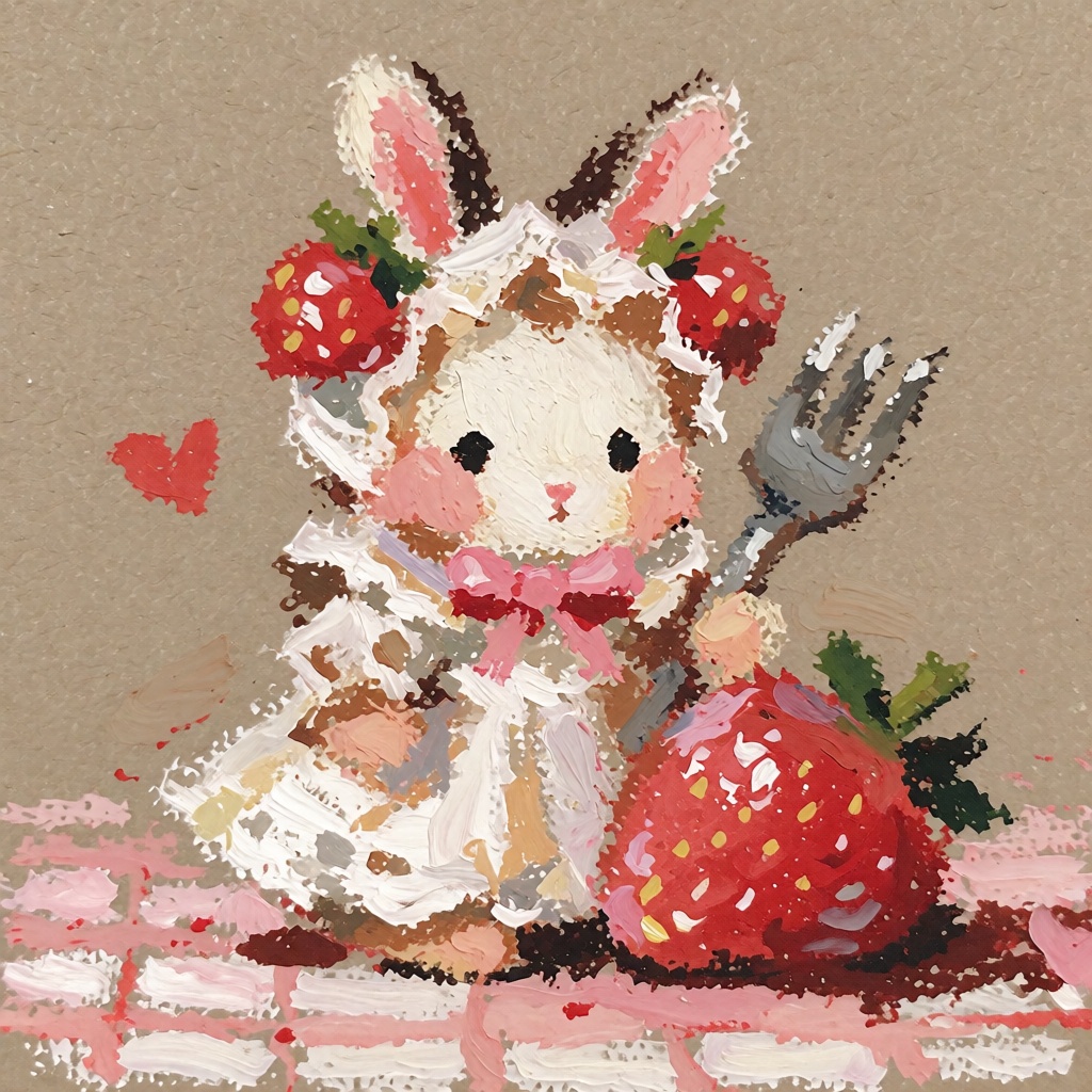oil pastel illustration,  very cute and small,  simple background on Tensor.Art