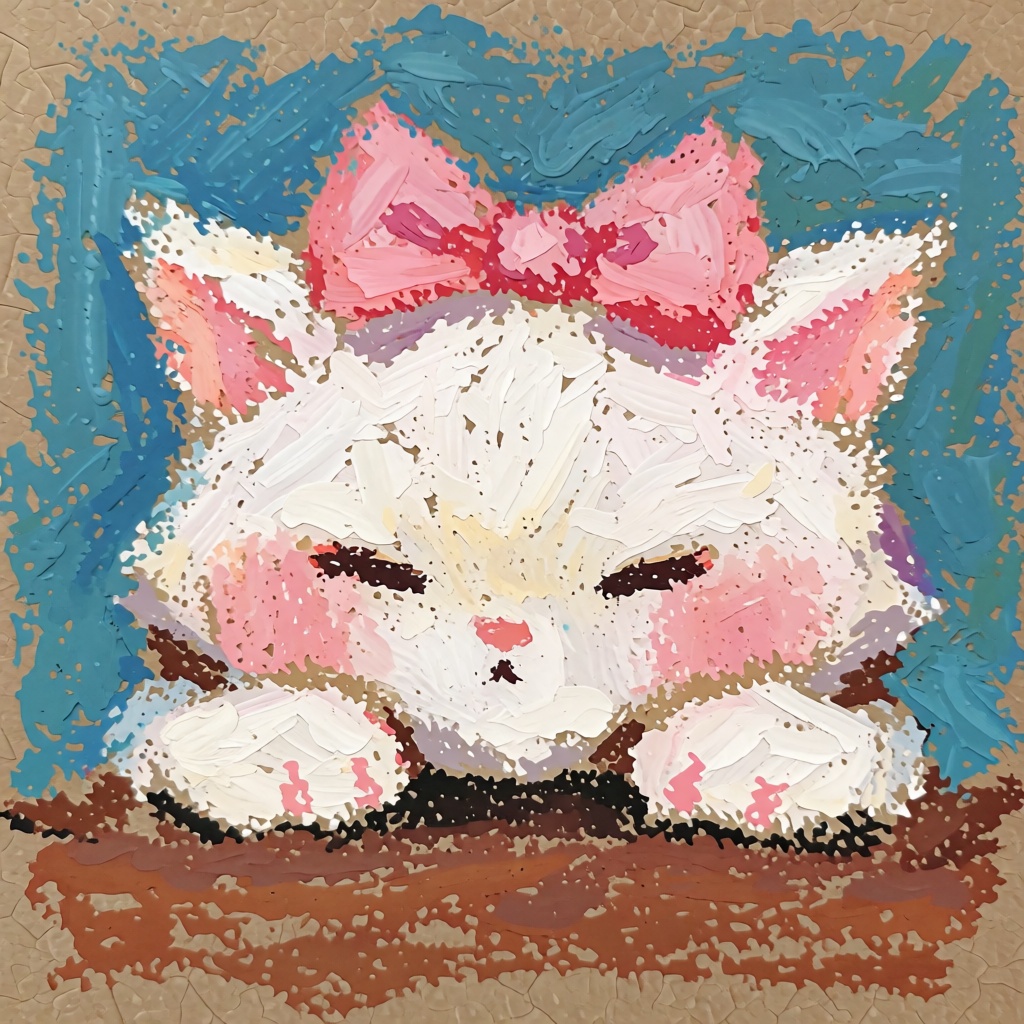 oil pastel illustration,  very cute and small,  simple background on Tensor.Art