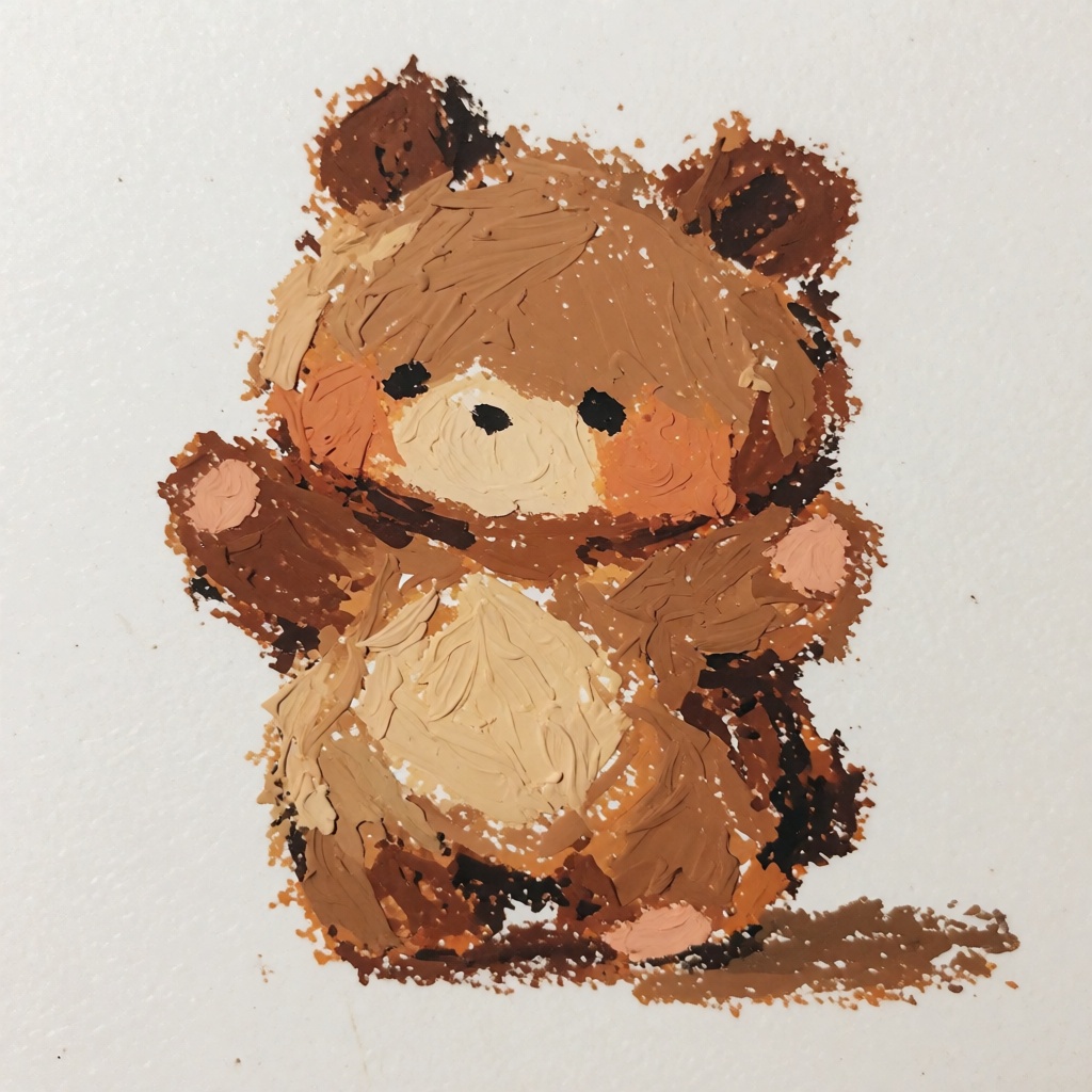 oil pastel illustration,  very cute and small,  simple background on Tensor.Art