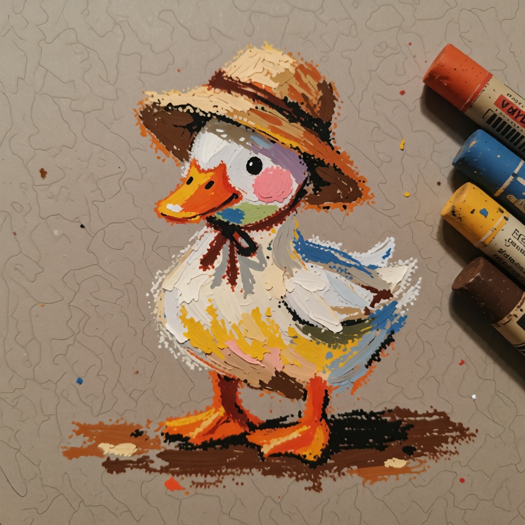 oil pastel illustration,  very cute and small,  simple background on Tensor.Art
