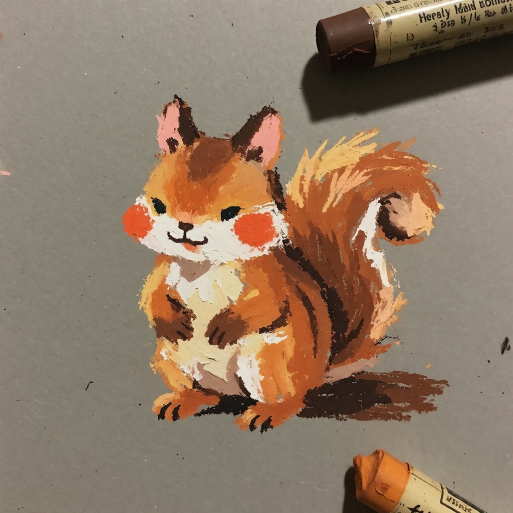 oil pastel illustration,  very cute and small,  simple background on Tensor.Art