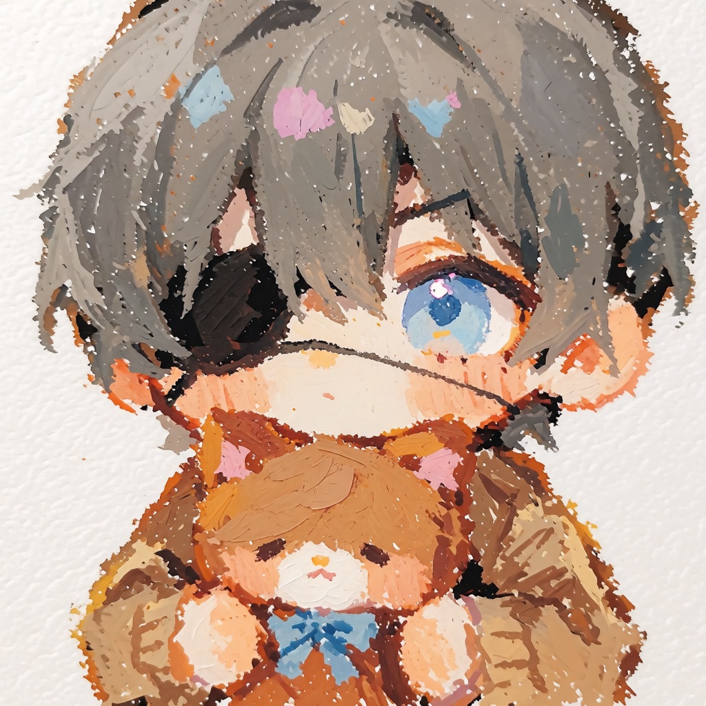 oil pastel illustration,  very cute and small,  simple background on Tensor.Art