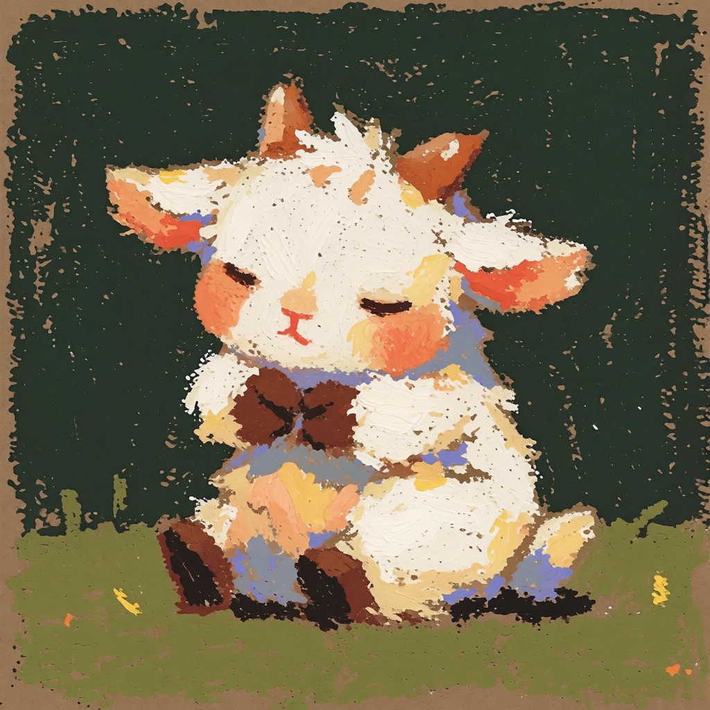 oil pastel illustration,  very cute and small,  simple background on Tensor.Art