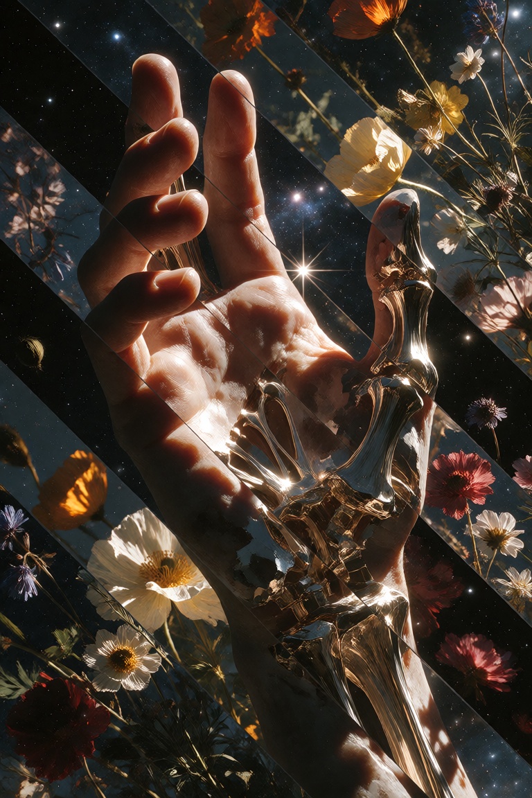 lumid,  a surreal and fragmented composition,  centered hand on Tensor.Art