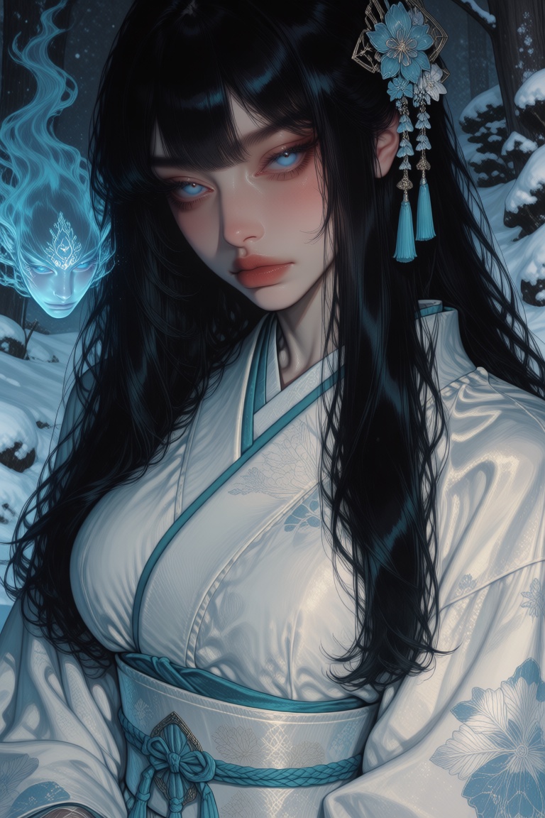 1girl,  solo,  snowy background on Tensor.Art
