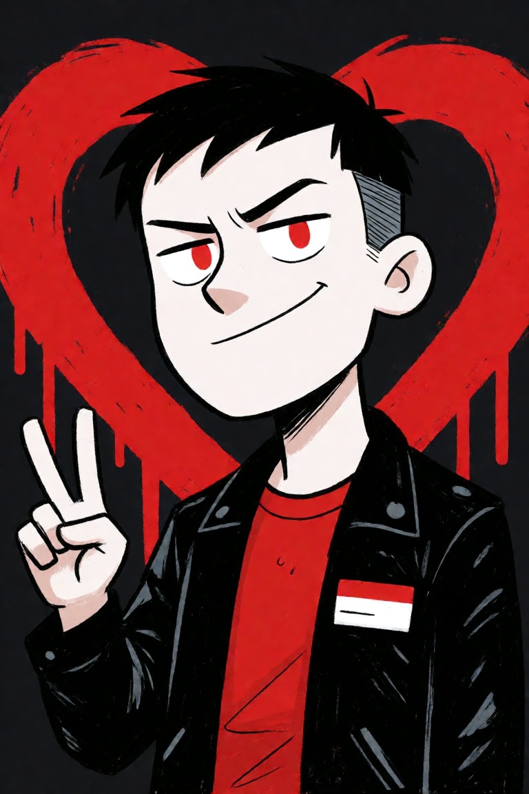 this is a digital drawing in a stylized,  cartoonish manner,  the subject is a young on Tensor.Art