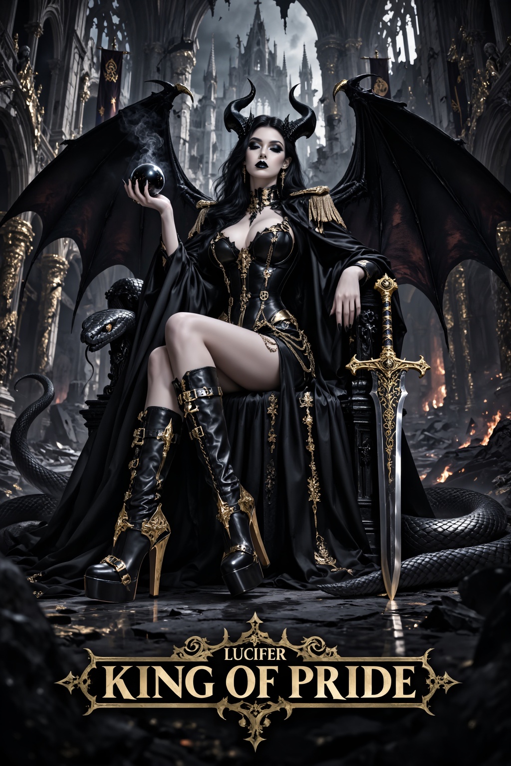 Exceptional quality,  premium cinematic dark fantasy portrait,  highly detailed semi-realistic Gothic infernal fantasy art...