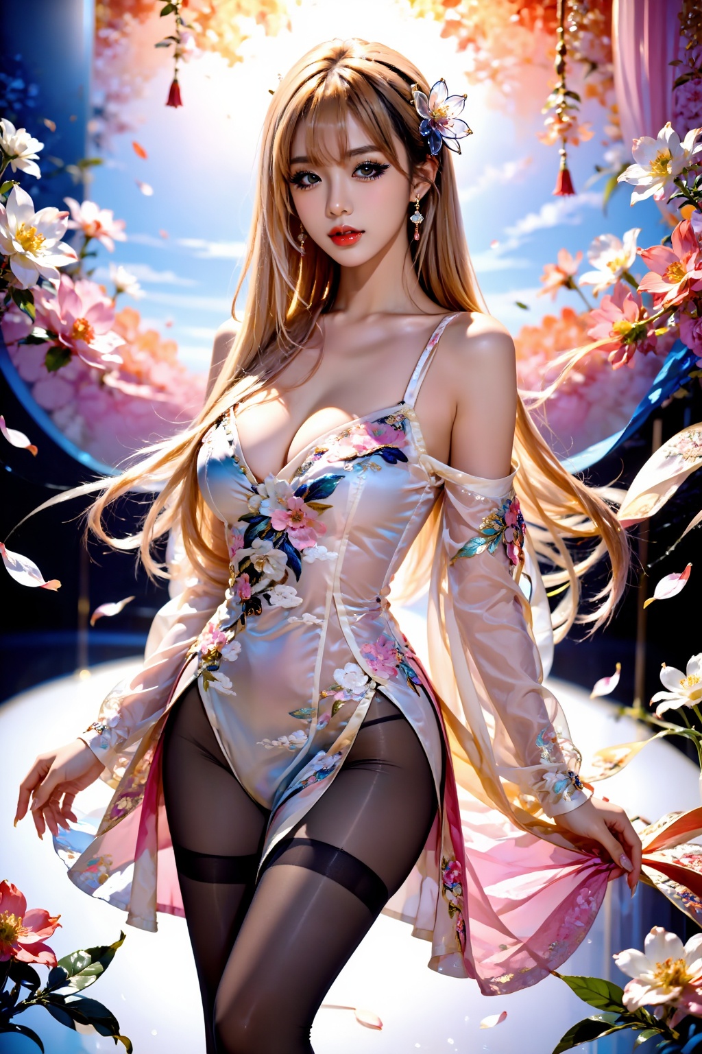 Top quality. Image content: A lone girl,  full-body portrait,  gazing at the viewer. She possesses long on Tensor.Art