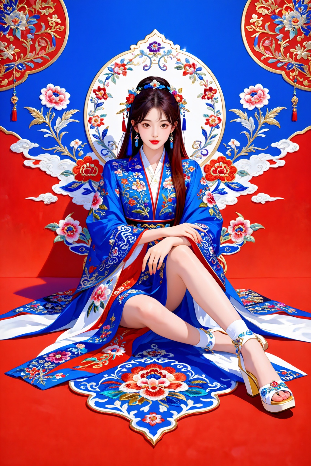 1girl,  full body,  sitting directly on the floor on Tensor.Art
