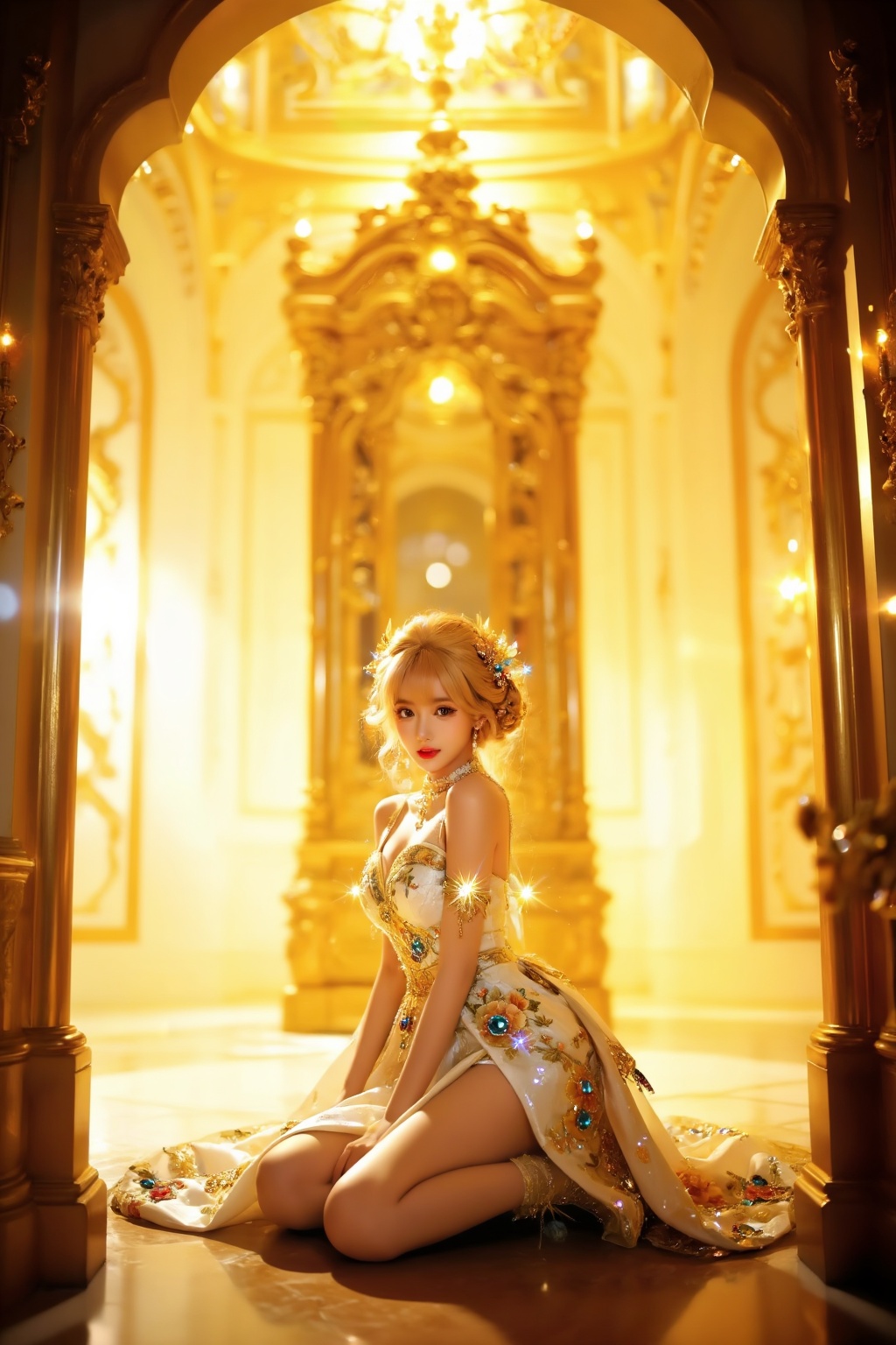 1girl,  full body,  sitting directly on the floor on Tensor.Art