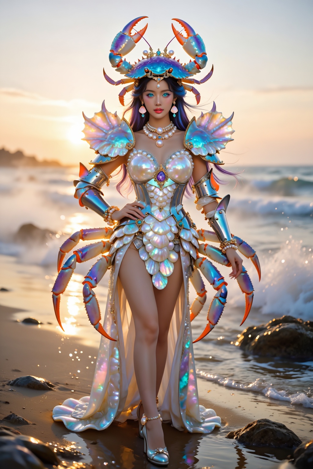 Superior quality,  ranked number one. Inspiration: Crab,  pearlescent crustacean shell on Tensor.Art