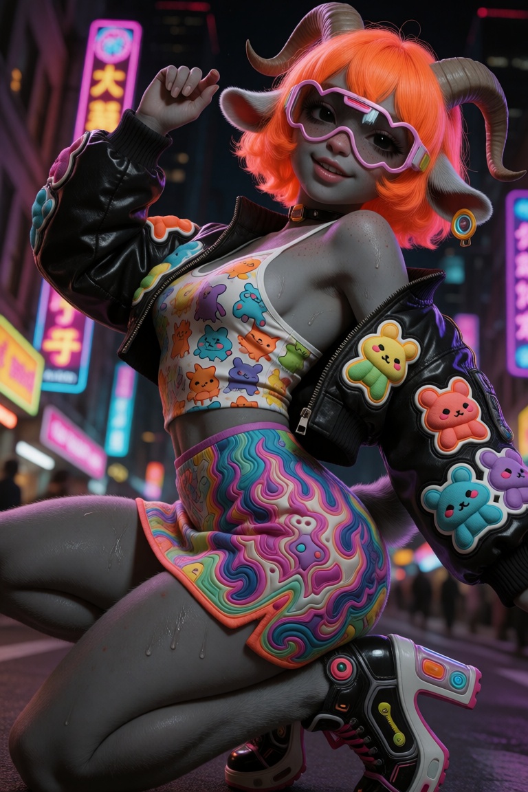 @Nan,  anthro goat girl,  gray skin with tiny pink freckles on Tensor.Art