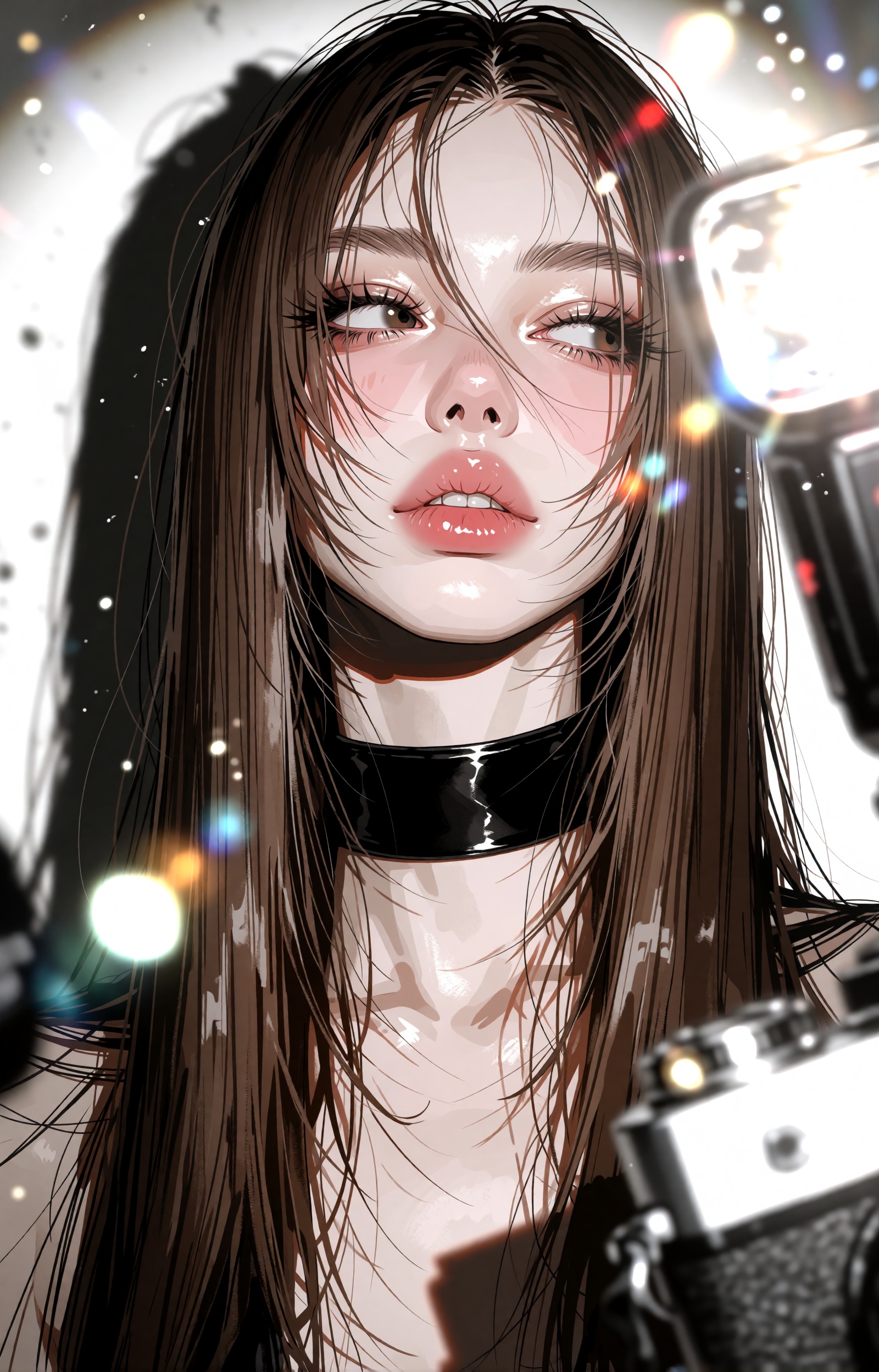 [Core Subject & Styling] A breathtaking digital illustration and expressive jsketch hybrid portrait of a stunning young wo...