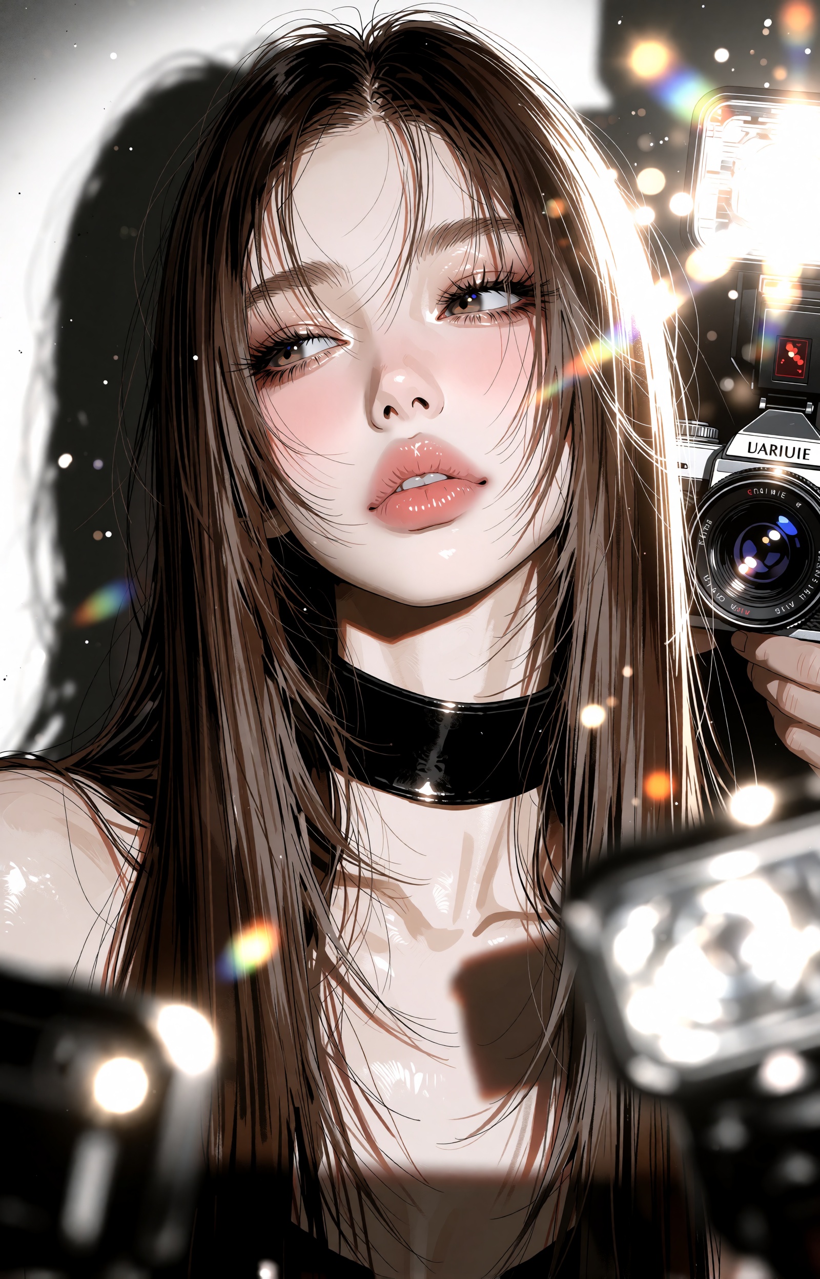 [Core Subject & Styling] A breathtaking digital illustration and expressive jsketch hybrid portrait of a stunning young wo...