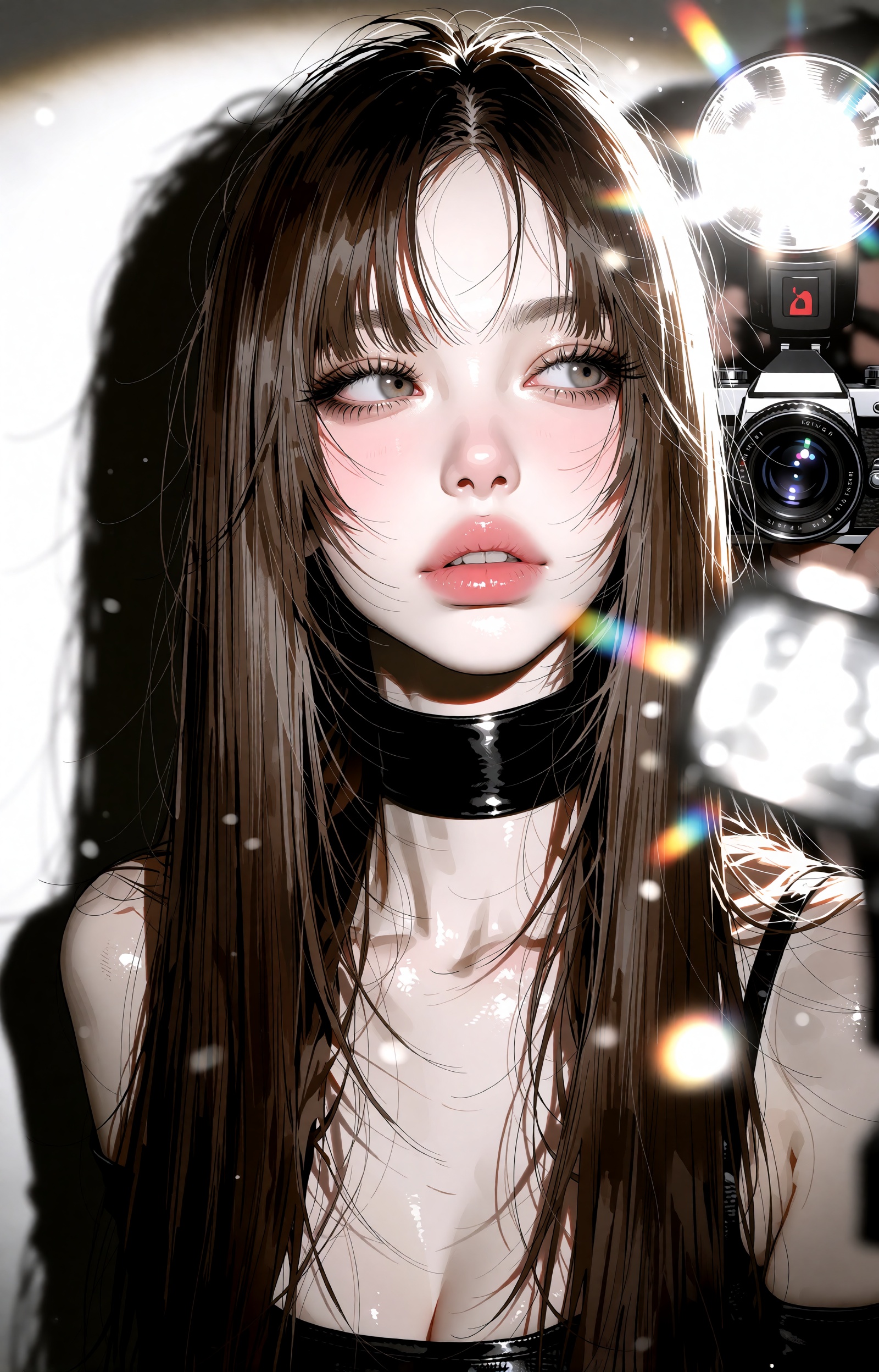 [Core Subject & Styling] A breathtaking digital illustration and expressive jsketch hybrid portrait of a stunning young wo...