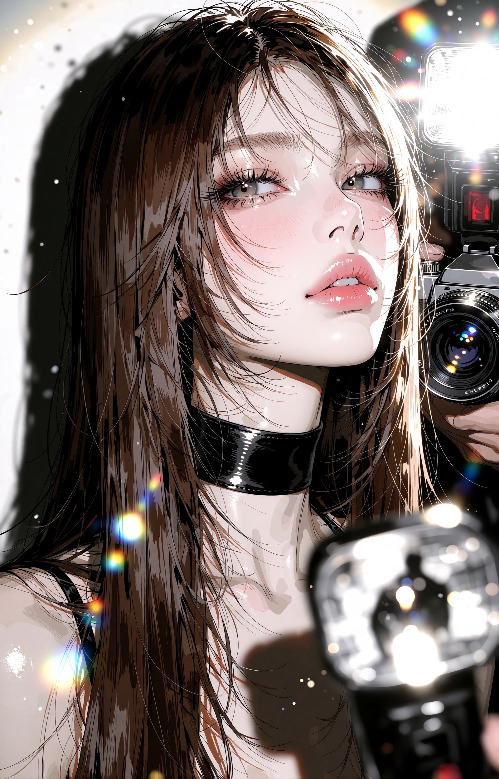 [Core Subject & Styling] A breathtaking digital illustration and expressive jsketch hybrid portrait of a stunning young wo...