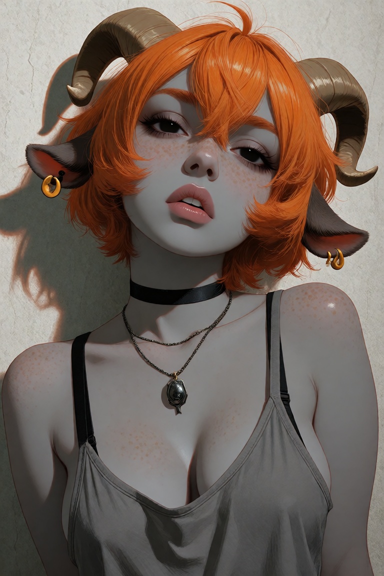 1girl,  solo,  vibrant-orange hair on Tensor.Art