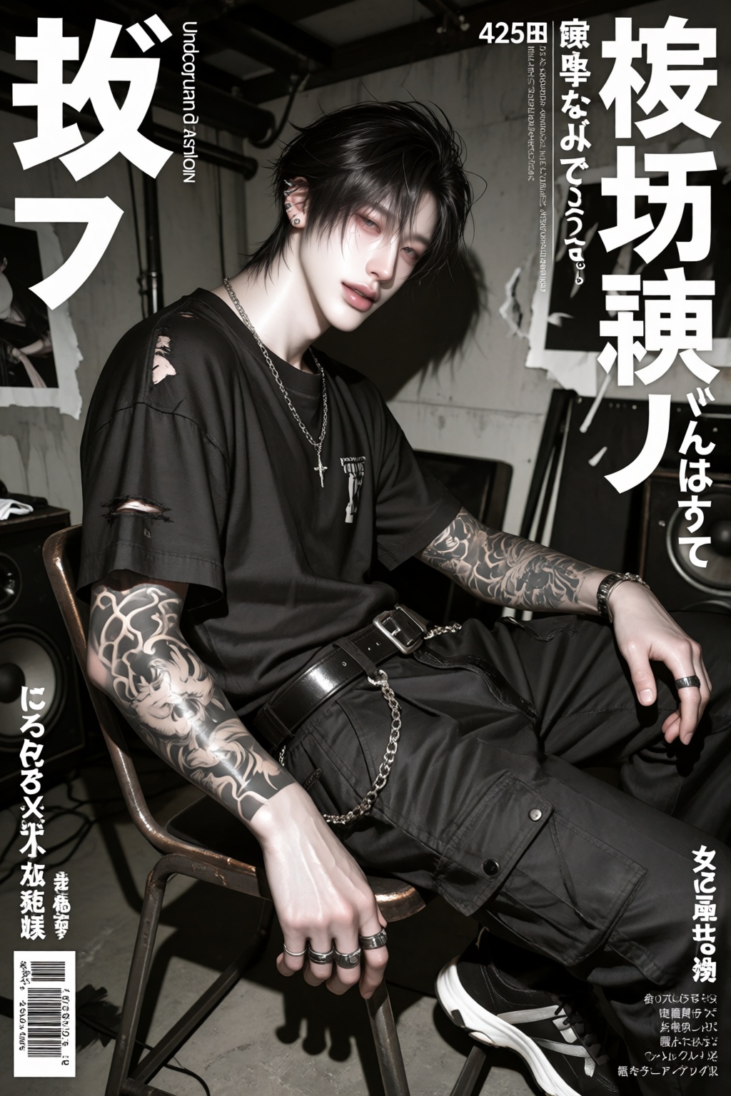 character: ***** young man,  solo,  edgy youthful fashion model on Tensor.Art