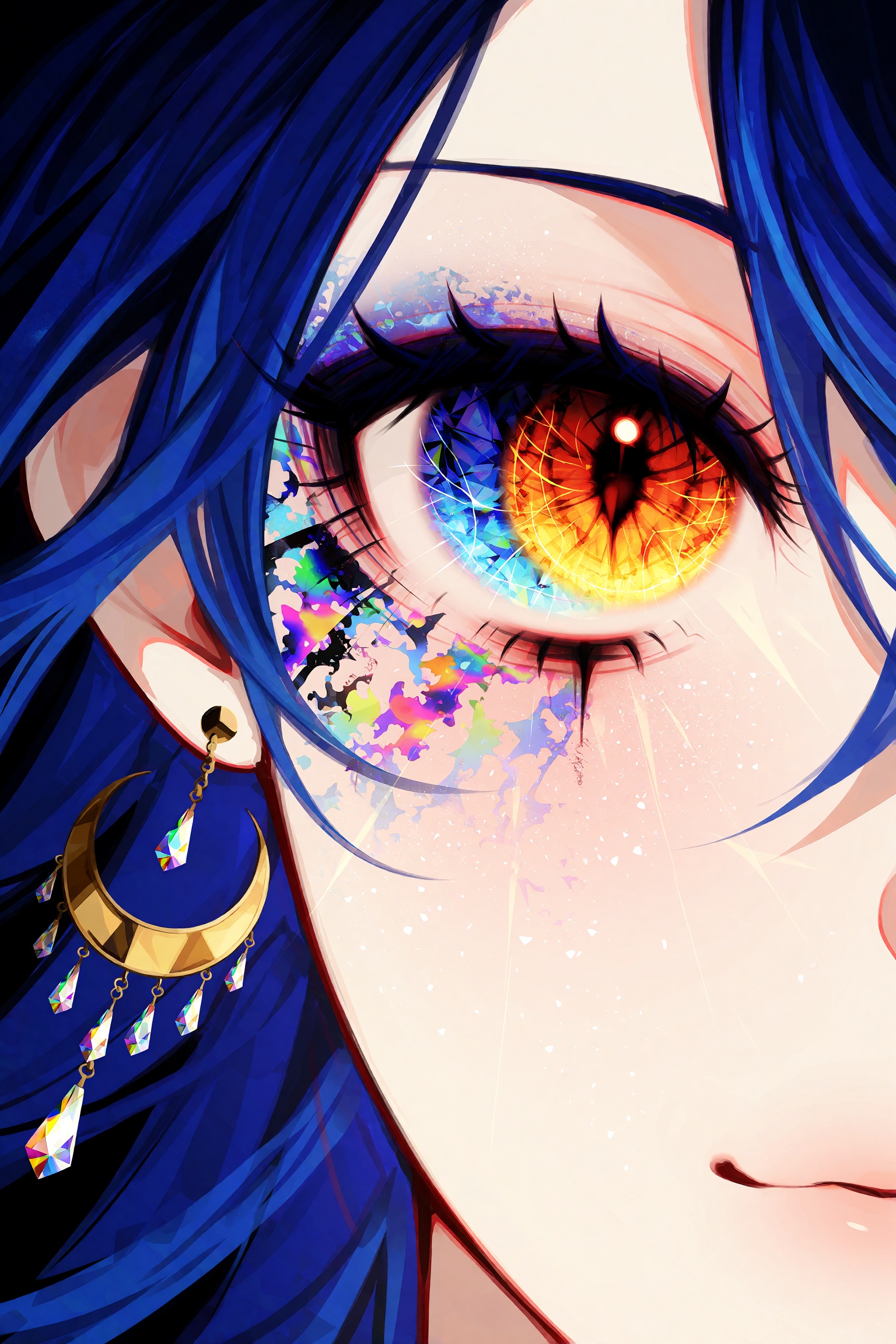 highres,  absurdres,  @58_(opal_00_58) This digital illustration features a close-up portrait of a character with long on...