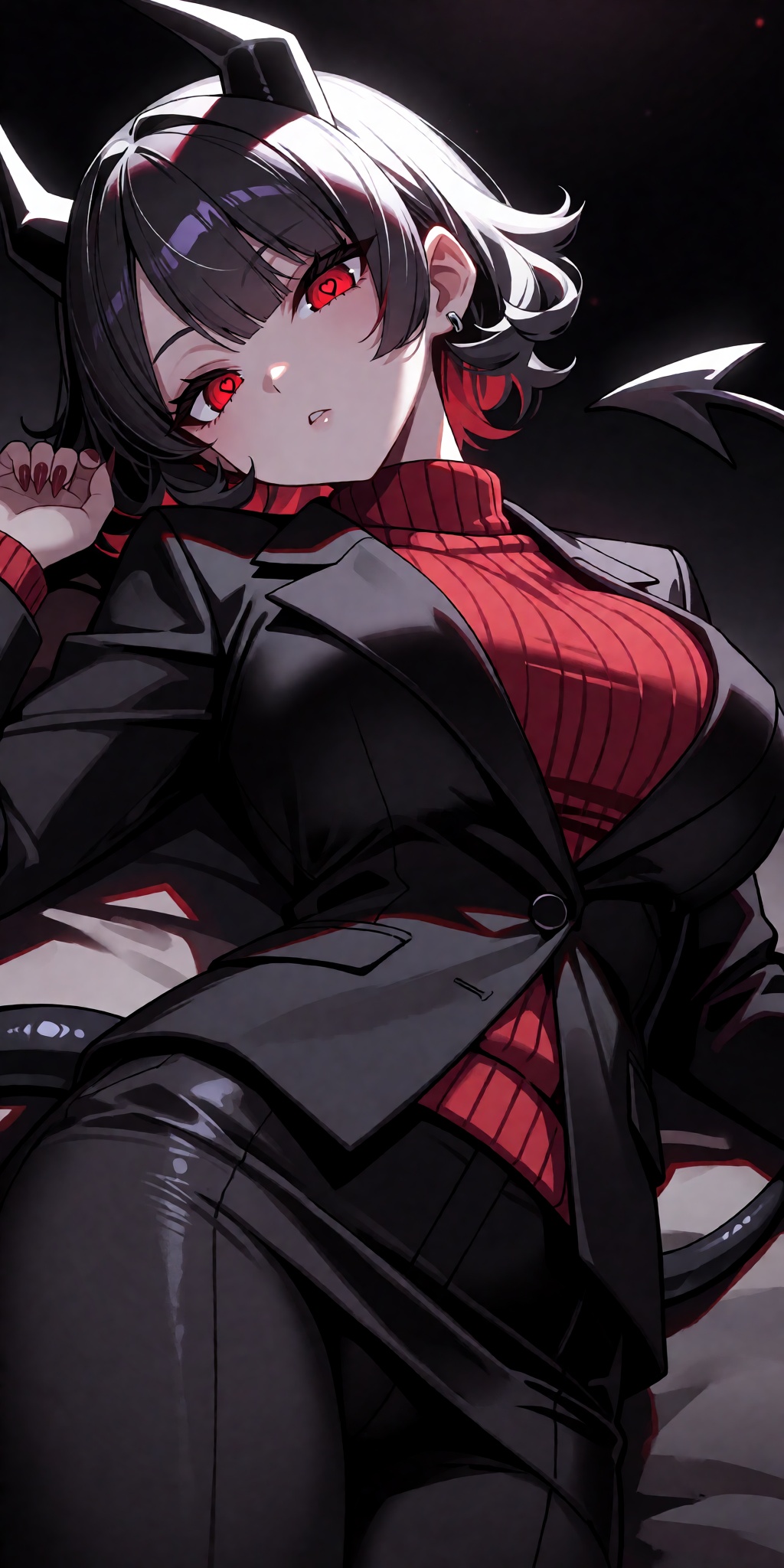 A masterpiece of a breathtaking anime illustration featuring Azazel and Modeus from Helltaker fused into an alluring demon...