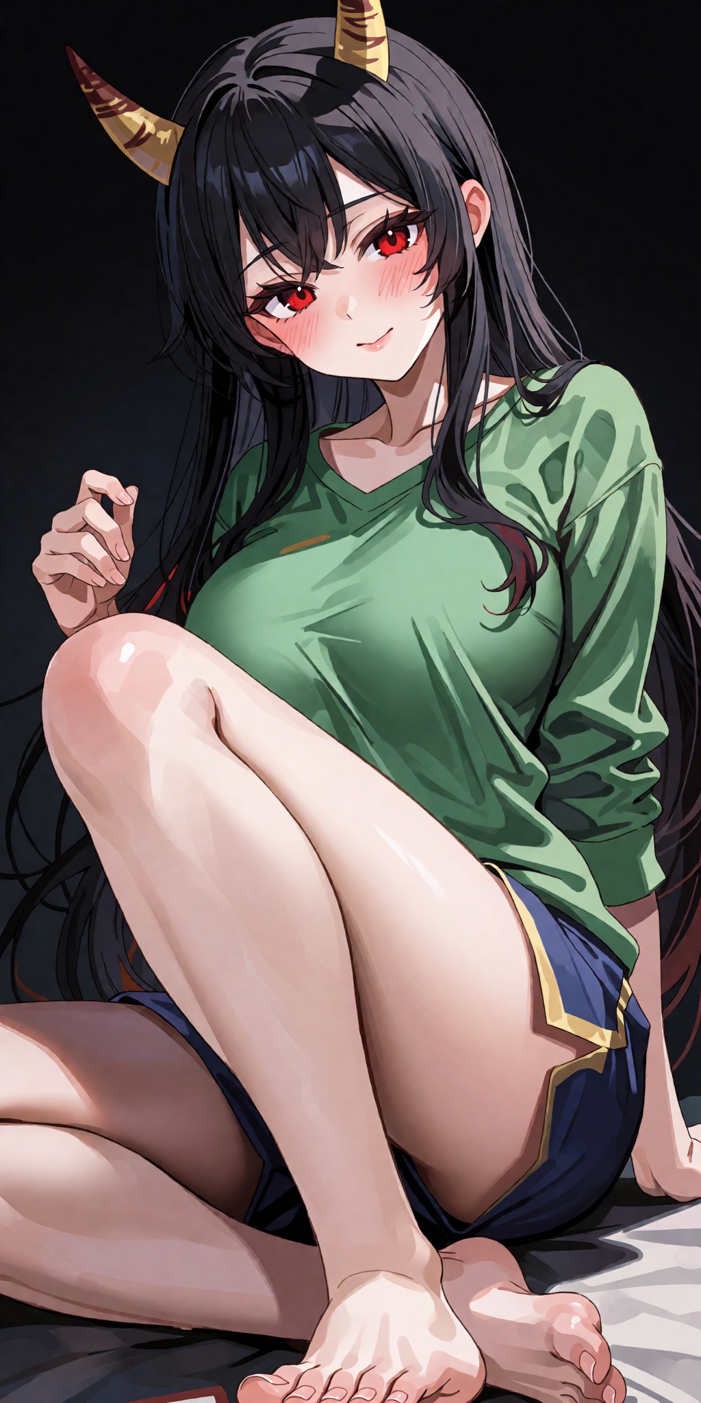 A masterpiece of a breathtaking anime illustration featuring Zanmu Nippaku from Touhou with long black hair,  distinct yel...