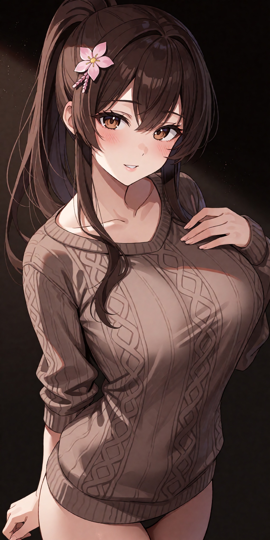 A masterpiece of a breathtaking anime illustration featuring Yamato from Kantai Collection with long brown hair styled in...