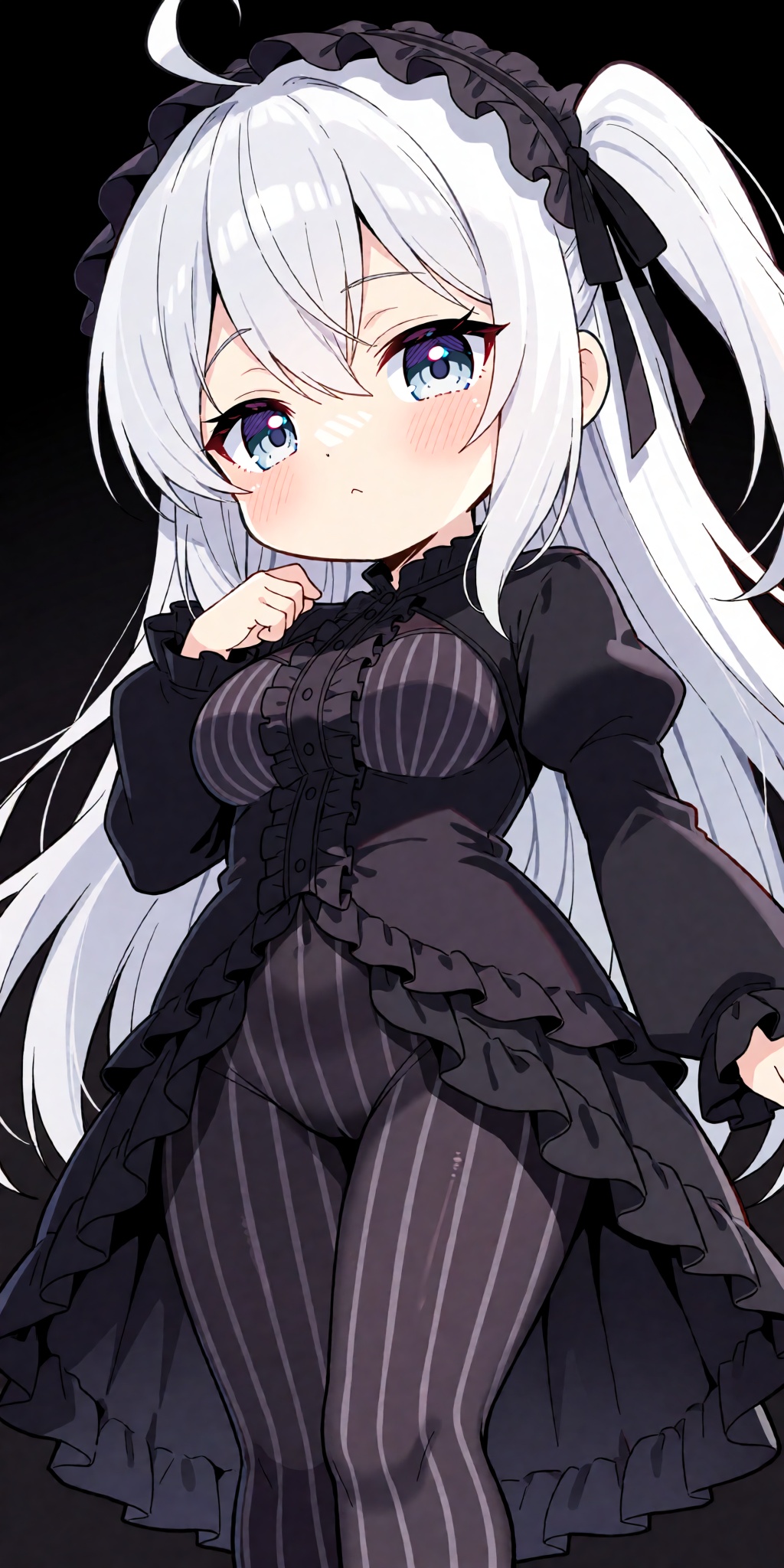 A breathtaking anime masterpiece featuring a chibi Kizuna Akari as a Voiceroid with long white hair featuring double-parte...