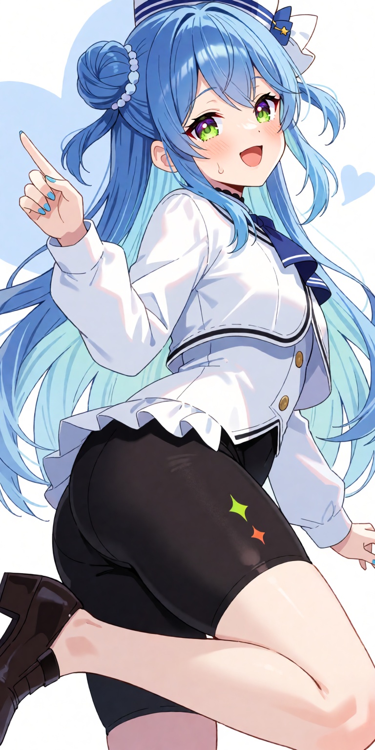 A breathtaking masterpiece anime illustration of Puniru captured from a dynamic low-angle three-quarters perspective. She...