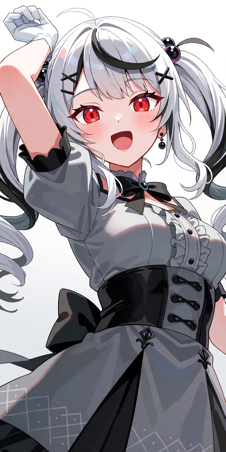 A breathtaking masterpiece anime portrait of Yorumi Rena captured from a dynamic low-angle three-quarters perspective. She...