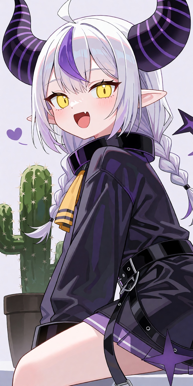 A breathtaking masterpiece anime chibi illustration of La+ Darknesss captured from a dynamic low-angle three-quarters pers...