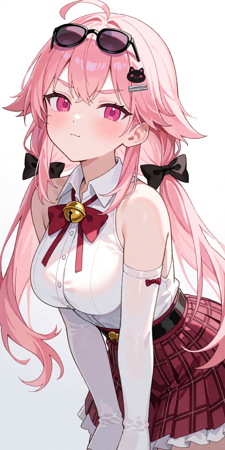 A breathtaking masterpiece anime portrait of Sakura Miko captured from a dynamic low-angle three-quarters perspective. She...
